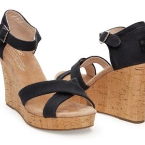 TOMS Sienna Black Wedge Sandal